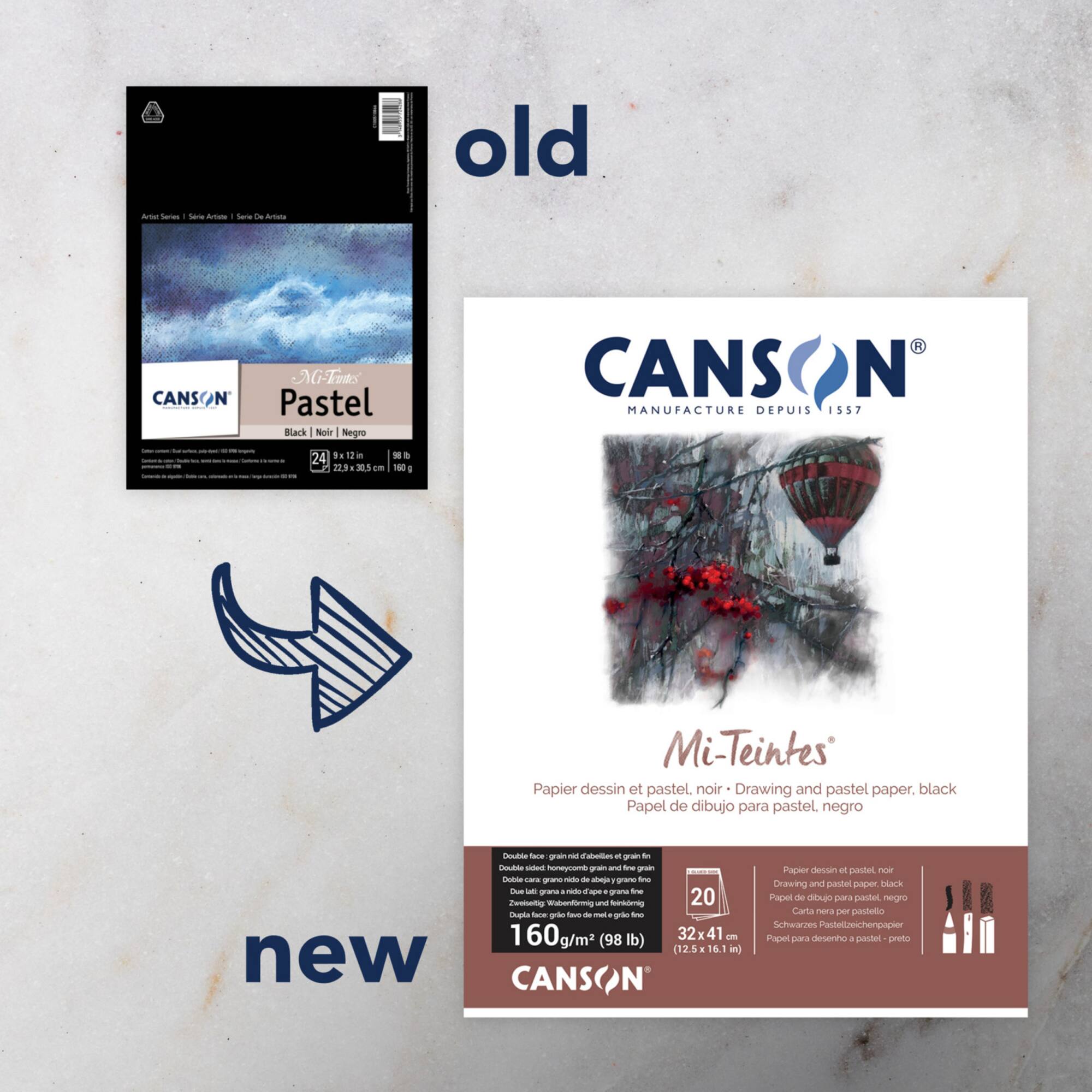 Canson® Mi-Teintes® 9" x 12" Black Pastel Paper Pad, 24 Sheets